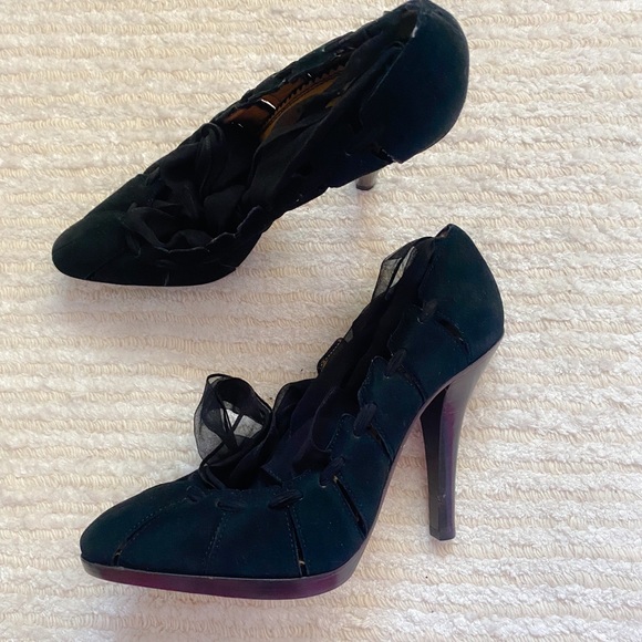 NEW YSL black suede ankle wrap pumps - Picture 6 of 14